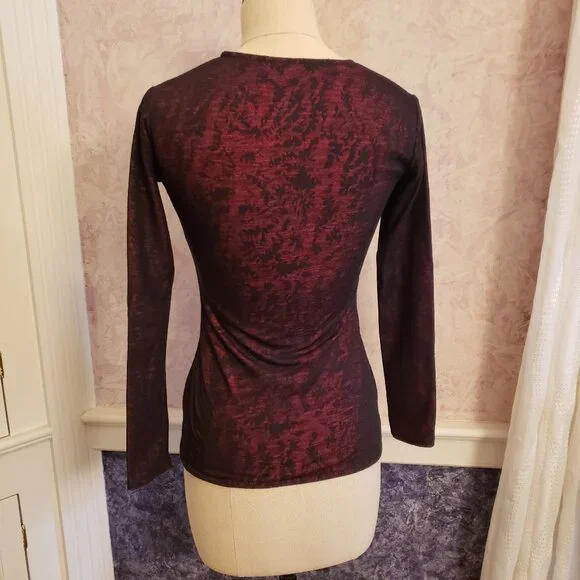 SALE Burgundy square neck long sleeve top XS fairy witch - Picture 6 of 12